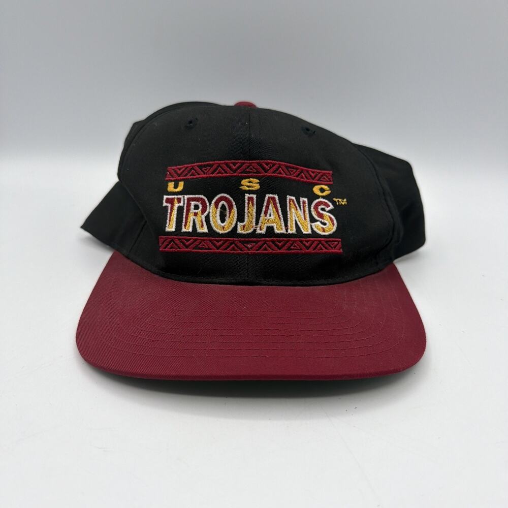 Vintage USC TROJANS Logo Snapback Cap Hat 90’s